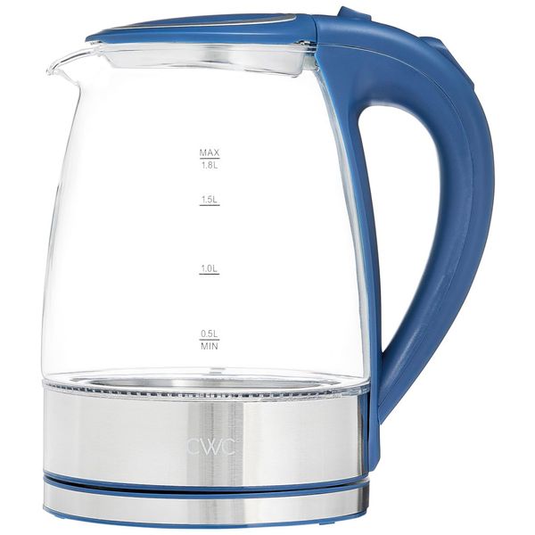 Chaleira Elétrica de Vidro 1,8L Fervura Rapida e Segura com Design Moderno e Pratico, Ideal para Cozinhar com Estilo, 1200W, COOK WITH COLOR, Azul
