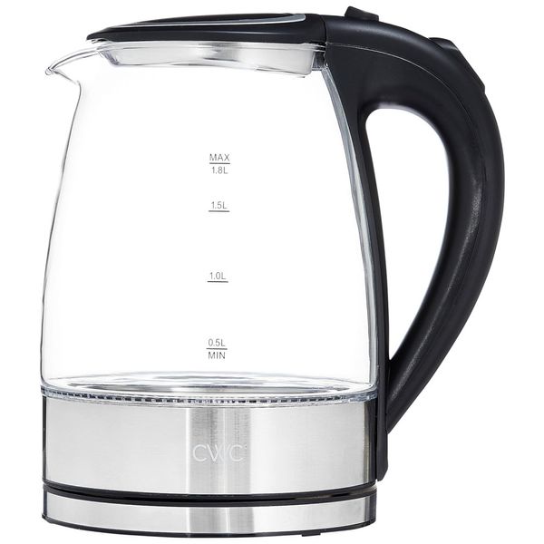 Chaleira Elétrica de Vidro 1,8L Fervura Rapida e Segura com Design Moderno e Pratico, Ideal para Cozinhar com Estilo, 1200W, COOK WITH COLOR, Preta