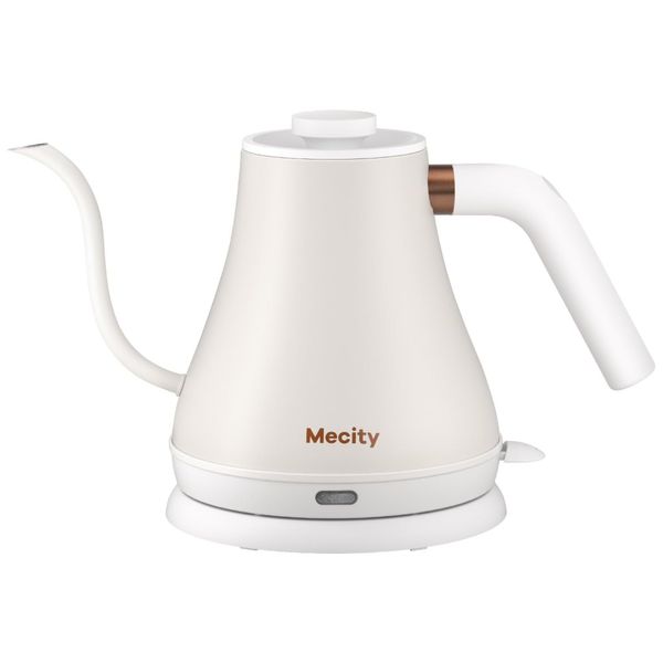 Chaleira Elétrica 800mL de Aço Inoxidável com Bico de Ganso para Aquecimento Rápido e Desligamento Automático, 1000W, Mecity, Branco