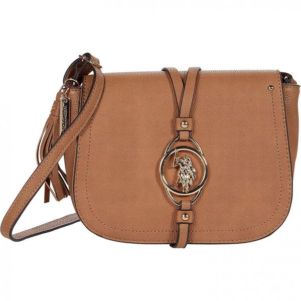U.S. POLO ASSN Bolsa Feminina de Ombro em Couro Sintético, Marrom