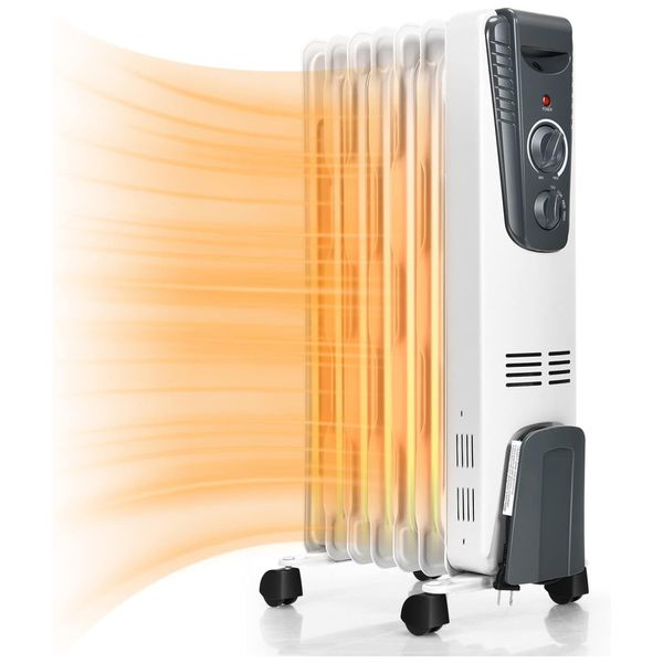 Aquecedor Elétrico Portátil a Óleo 1500W 110V, TANGKULA Radiator Heater, Branco