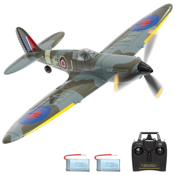 Avião de Controle Remoto com Sistema de Estabilização Xpilot e Acrobáticas, VOLANTEXRC Spitfire V2, Verde