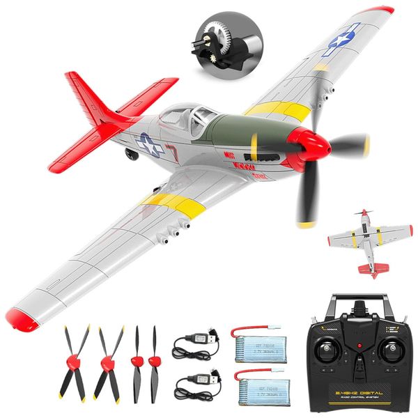 Avião de Controle Remoto com Sistema de Estabilização Xpilot, Acrobáticas e Giroscópio 6 Eixos de 2,4 GHz, Rcxsuv, Prata e Vermelho