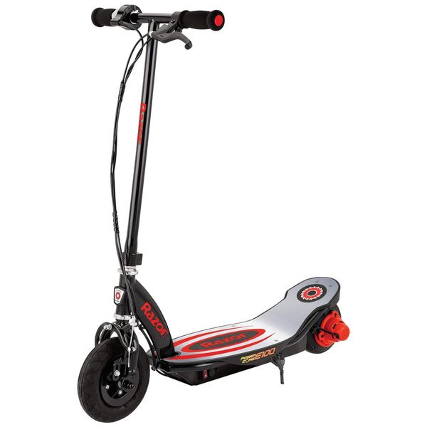 Patinete Elétrico Infantil com Velocidade até 17 km/h e Pneus Pneumáticos para Crianças Acima de 8 Anos, 24V 100W, Razor Power Core E100, Vermelha