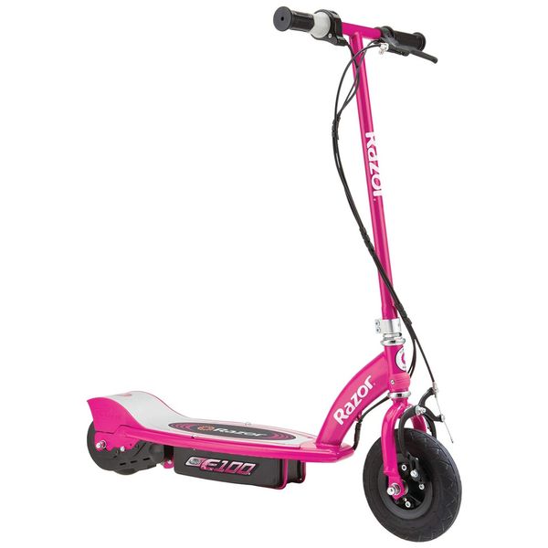 Patinete Elétrico Infantil com Velocidade até 16 km/h, Freios e Pneus Pneumáticos para Crianças Acima de 8 Anos, 24V, Razor E100, Rosa