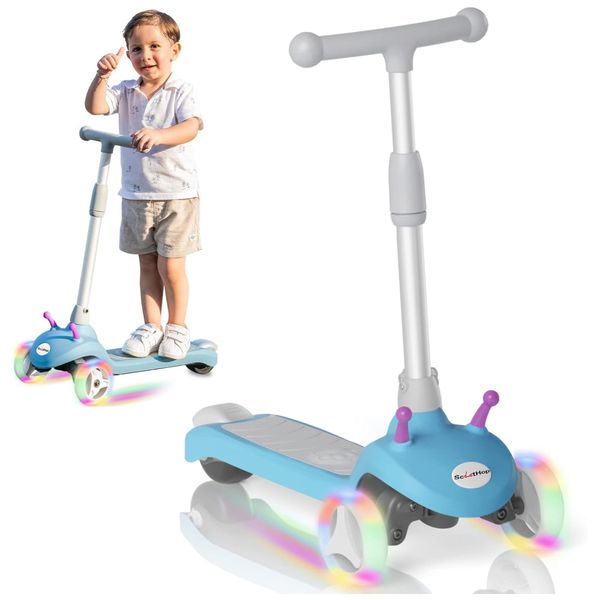 Patinete Elétrico Infantil 3 Rodas com Rodas de LED, Velocidade de até 8 km/h, Tempo de Viagem de 60 Minutos e 3 Alturas Ajustáveis para Crianças de 2 Patinete Elétrico Infantil 3 Rodas com Rodas de LED, Velocidade de até 8 km/h, Tempo de Viagem de 60 Minutos e 3 Alturas Ajustáveis para Crianças de