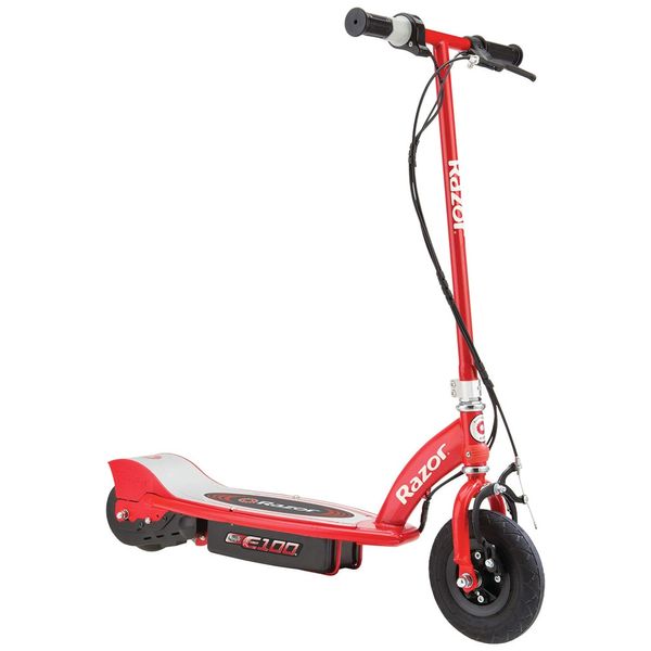 Patinete Elétrico Infantil com Velocidade até 16 km/h, Freios e Pneus Pneumáticos para Crianças Acima de 8 Anos, 24V, Razor E100, Vermelho