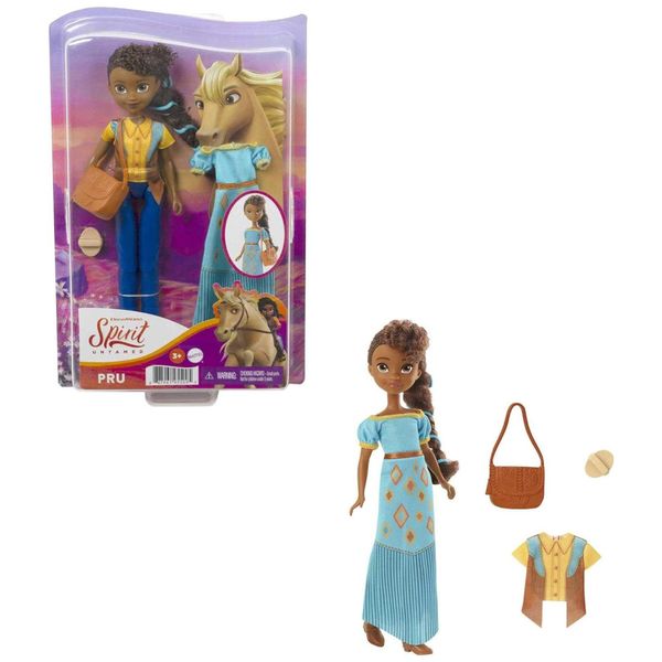 Boneca Spirit Untamed Pru com 2 Roupas, Acessórios em Tema de Cavalo e 7 Juntas Móveis, Mattel
