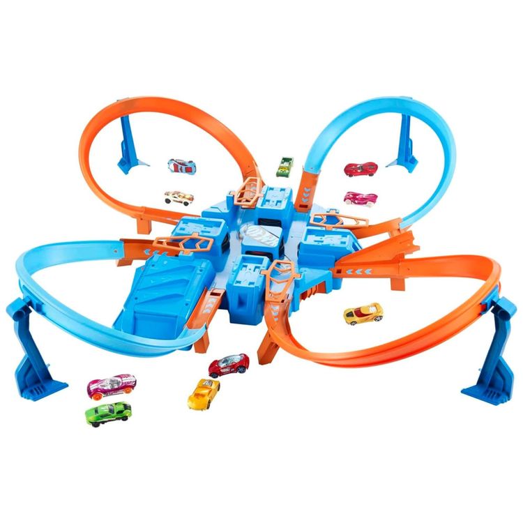 Conjunto-de-Pistas-Hot-Wheels-com-Carro-em-Escala-1-64-e-4-foto-0