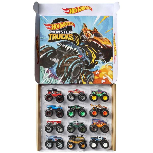 Conjunto com 12 Caminhões Monstro Hot Wheels em Escala 1:64, Mattel