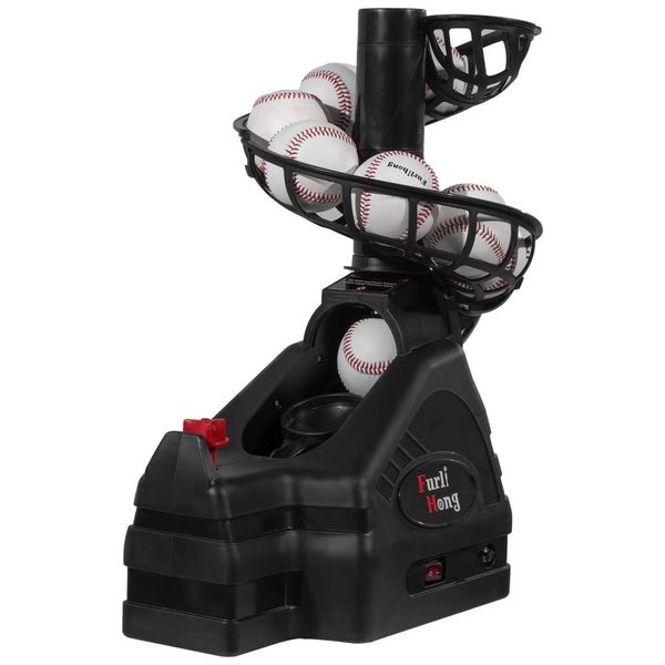 Lançador de Bolas Automático Infantil com Bateria ou Adaptador CA, Rampa de Bola Extensível e Bolas, Furlihong 698BH, Preto