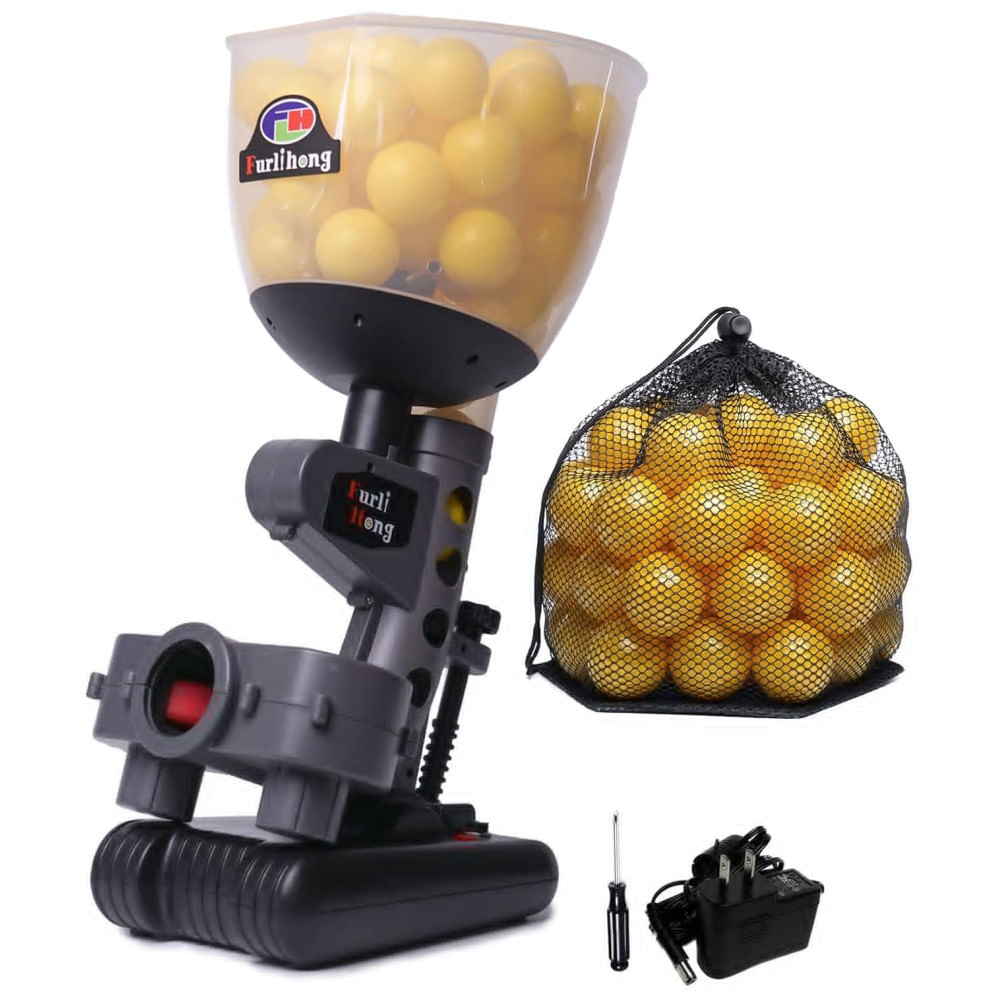 Lançador de Bolas Automático Infantil com Bolas de Pingue Pongue, Precisão de Rebatidas, Alimentada por Baterias ou Energia e Bolas, Furlihong 692BH