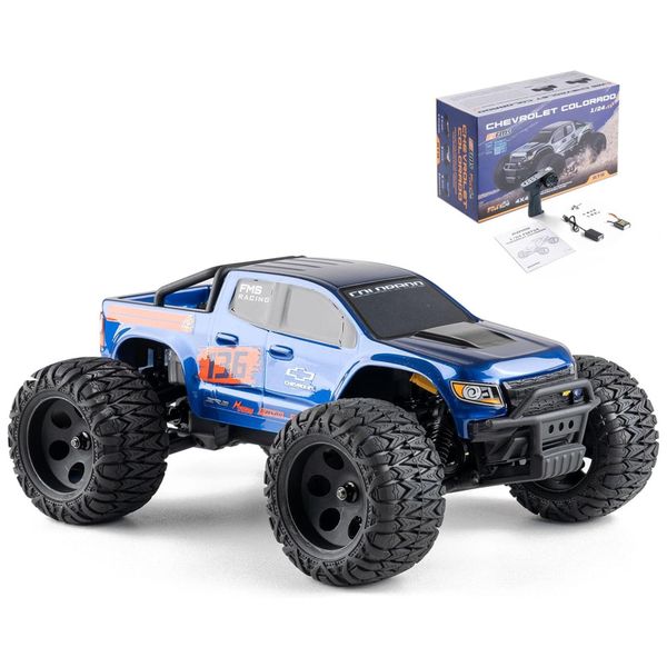 Carrinho de Controle Remoto Off Road com Bateria de 900mAH, BEEZRC 4X4 FMT24 RTR, Azul