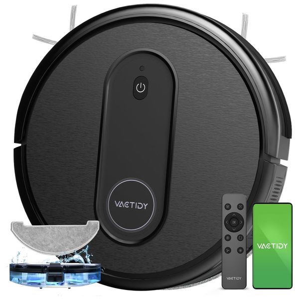 Aspirador Robô e Esfregão com Controle por App e Carregamento Automático, 110V, Vactidy Nimble T7, Preto