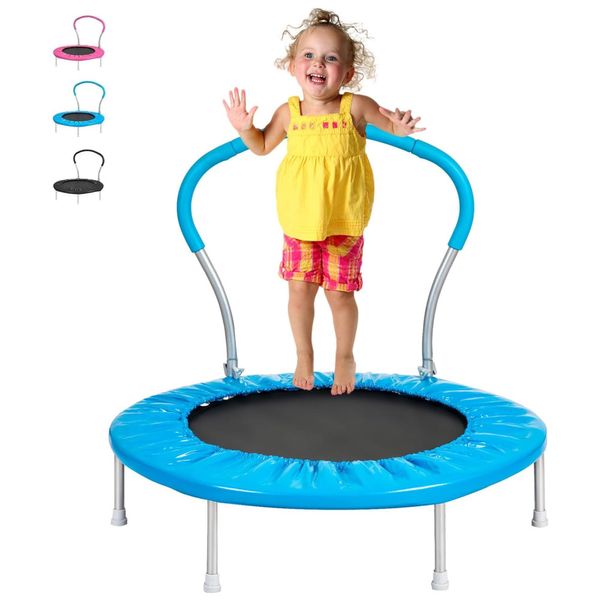 Trampolim Infantil Lyromix de 36 Polegadas com Alça para Diversão em Casa Ideal para Crianças