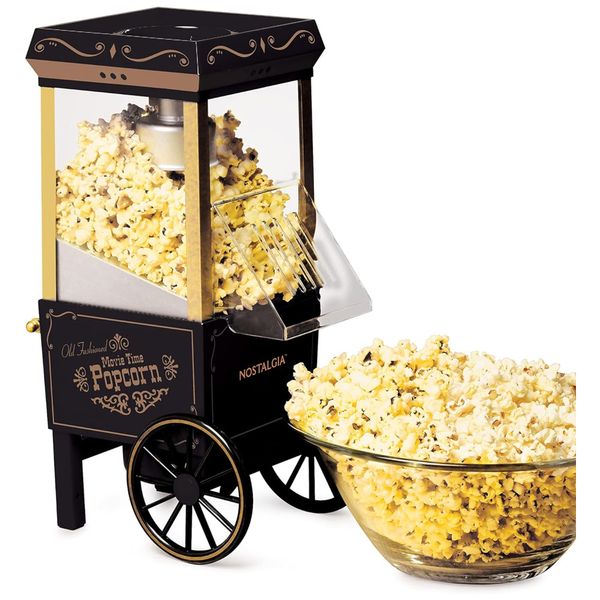 Máquina de Pipoca de Ar Quente Nostalgia estilo cinema 12 xícaras sem óleo, com tampa medidora.