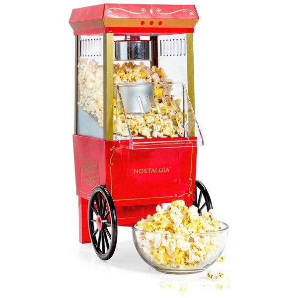 Máquina de Pipoca de Ar Quente Nostalgia Estilo Cinema 12 Xícaras, Sem Óleo, com Tampa Medidora