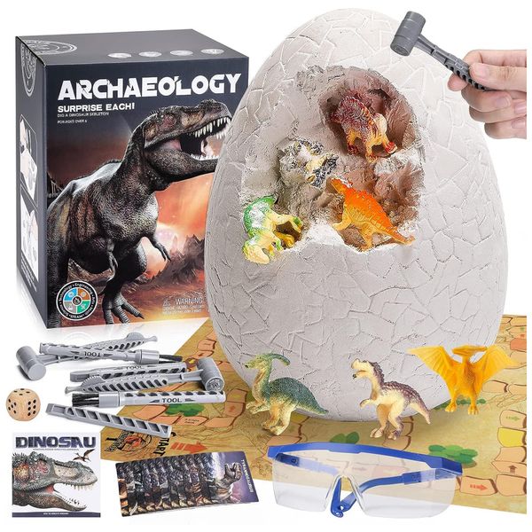 Kit de Escavação Ovos Gigantes de Dinossauro Educativo com 12 Brinquedos Diferentes para Crianças Acima de 3 Anos, Woumserta