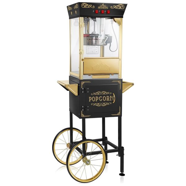 Pipoqueira Elétrica Vintage com Capacidade para 4L, Acessórios e 50 Sacos , 850W, OLDE MIDWAY, Preta