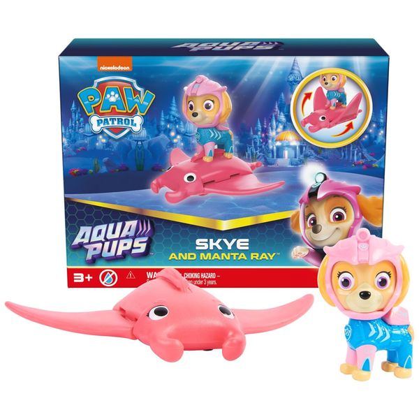 Conjunto de Bonecos Aqua Pups Skye e Manta Ray para Crianças Acima de 3 Anos, Patrulha Canina