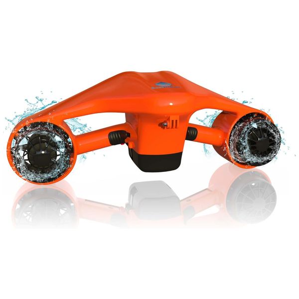 Scooter Subaquática Propulsor de Mergulho com 3 Velocidades, Suporte de Câmera  e 4 LEDs para  Adultos, BestRobtic, Laranja