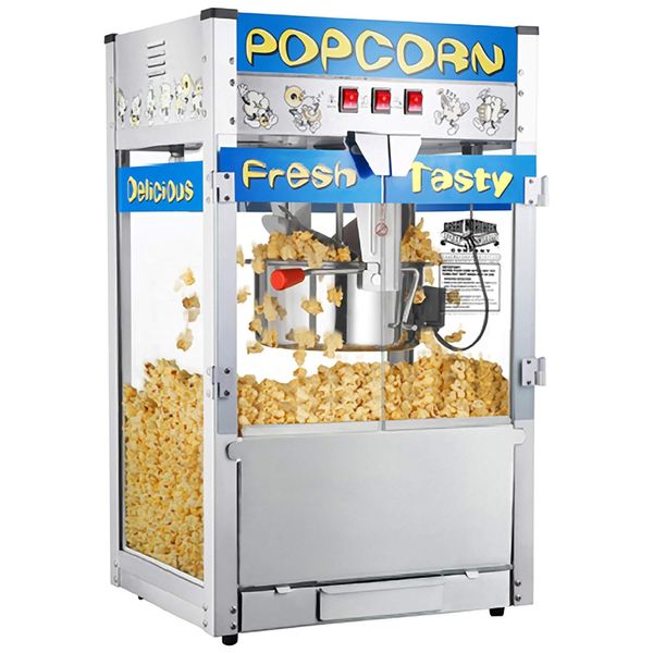 Pipoqueira Elétrica em Aço Inoxidável com Bandeja de Descarte de Milho, Luz de Aquecimento e Acessórios, 110V 1350W, Great Northern Popcorn, Prata e