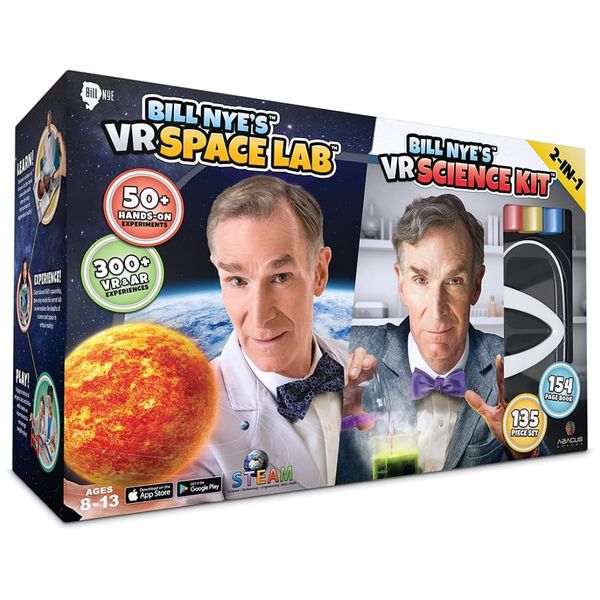 Kit de Ciência Infantil de Realidade Virtual Bill Nye e Laboratório Espacial com 154 Páginas que Ensina 50 Projetos Científicos, Abacus Brands.