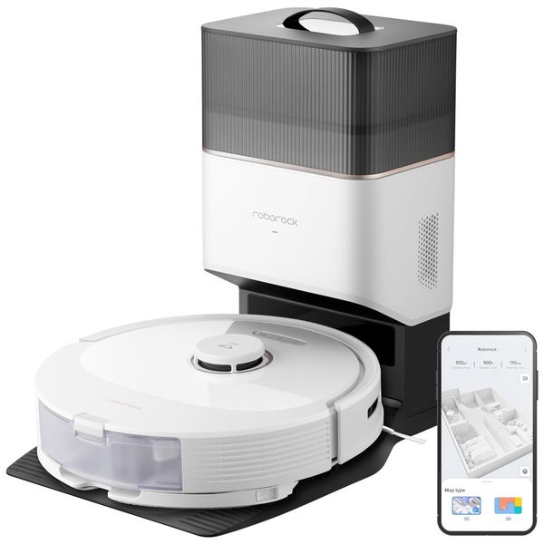 Aspirador Robô e Esfregão com Auto Esvaziamento, Mapeamento Inteligente e Sucção Forte de 5500Pa, 110V, Roborock Q8 Max, Branco