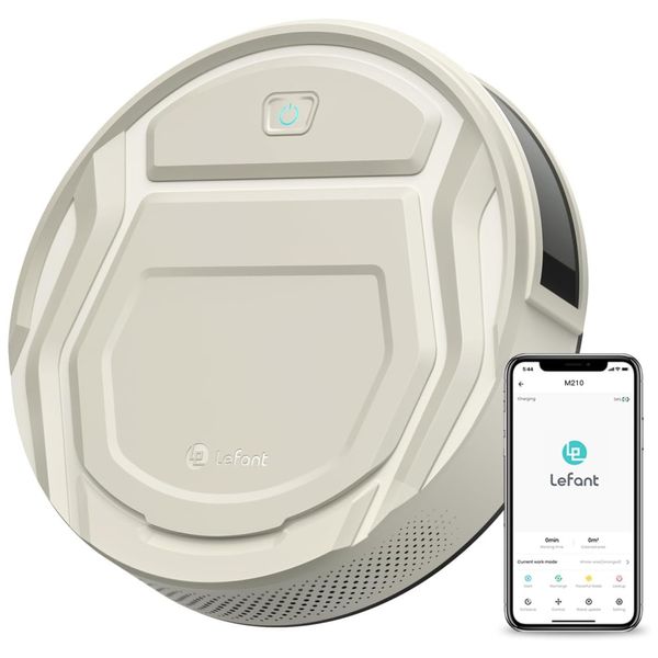 Aspirador Robô com Sucção Forte de 2200Pa, Sem Embaraços, 2H de Autonomia, Carregamento Automático e Silencioso, 110V, Lefant M210 Pro, Cinza