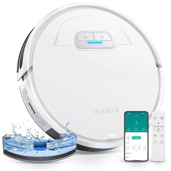 Aspirador Robô e Esfregão com Sucção Forte de 4000pa e Carregamento Automático, 110V, HONITURE G20, Branco
