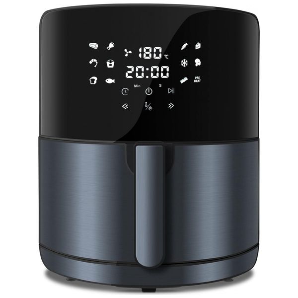 Fritadeira Elétrica AirFryer 6L com Painel Digital e Temperatura Ajustável, 110V 1700W, PETALIRS, Preto