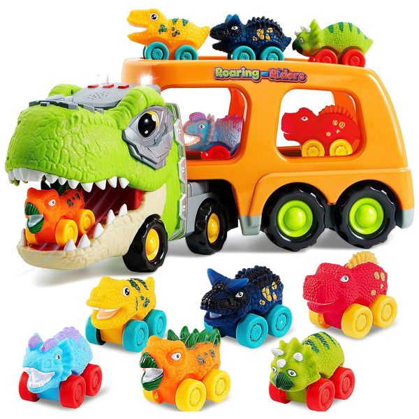 Caminhão Transportador de Dinossauros com 6 Veículos de B-foto-0
