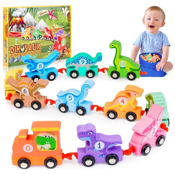 Kit Trem de Dinossauros Educativo e Divertido 11 Peças com Números para Crianças Acima de 2 Anos, IPOURUP