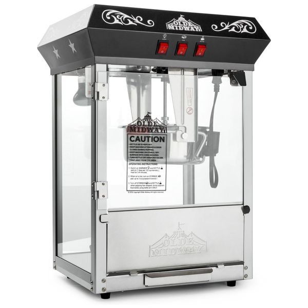 Máquina de Pipoca Retro com Panela de 350g, Metal, 120V 850W, Olde Midway, Preta