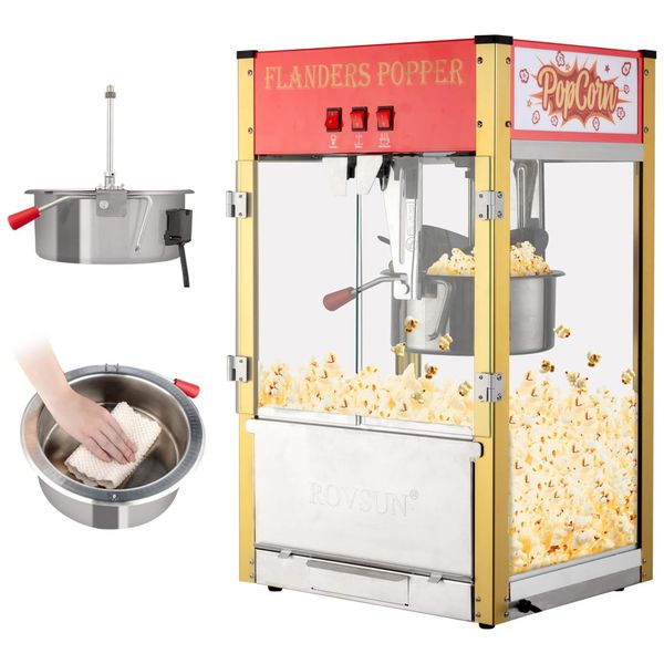 Máquina de Pipoca Comercial Estilo Cinema com Panela de 0,42g Rende até 80 Copos de Pipoca, ROVSUN
