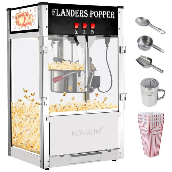 Máquina de Pipoca Comercial com Panela de 0,42g e capacidade para 80 Xícaras, 120V 1400W, ROVSUN