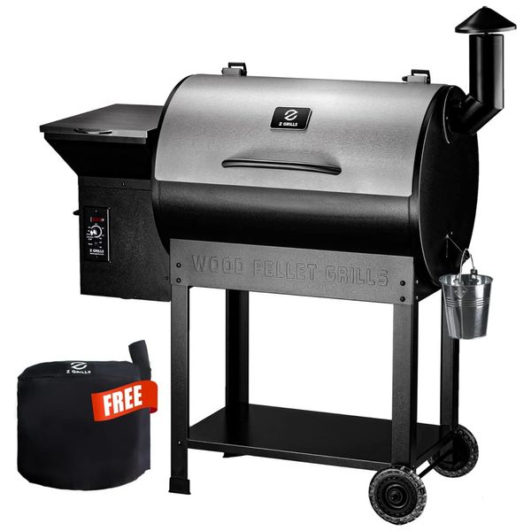 Churrasqueira á Pellet de Madeira 8 em 1 com Controle Automático de Temperatura e Superfície de Cozimento Total 697 cm2, Z Grills, Prata