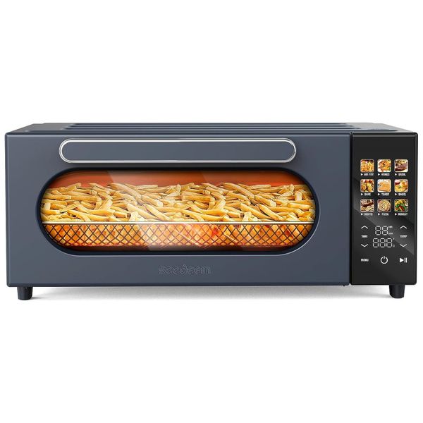 Forno de Convecção 10 em 1, 15L com Display LCD, 10 Funções Predefinidas e 4 Acessórios, 1800W, SEEDEEM, Cinza