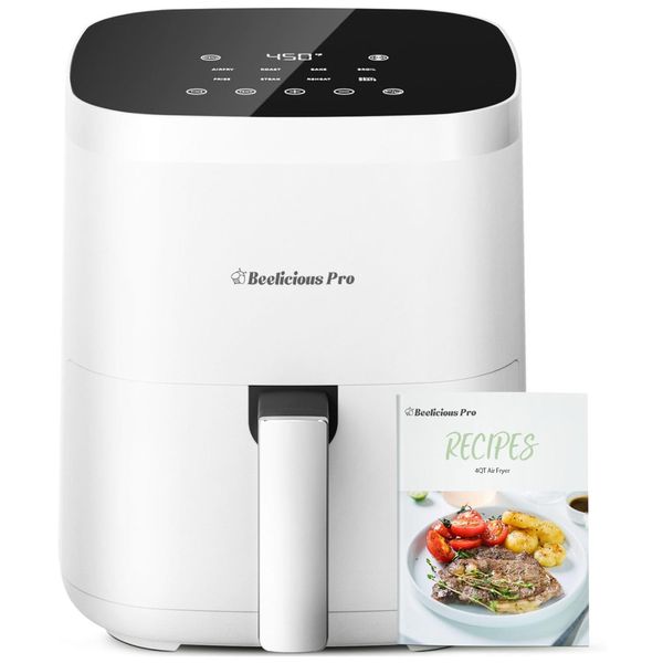 Fritadeira Elétrica Air Fryer 8 em 1, 3,7L com Tecnologia Flavor-Lock e Tela de Vidro Temperado, 110V 1550W, Beelicious Pro, Branca