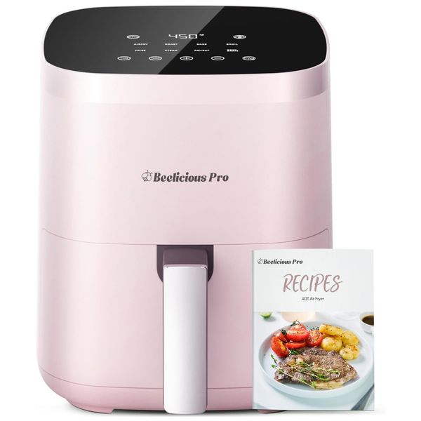 Fritadeira Elétrica Air Fryer 8 em 1, 3,7L com Tecnologia Flavor-Lock e Tela de Vidro Temperado, 110V 1550W, Beelicious Pro, Rosa