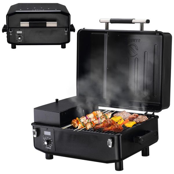 Churrasqueira á Pellet de Madeira Portátil com Tela Digital e Superfície de Cozimento Total 1303 cm2, Z GRILLS ZPG-200APro, Preta