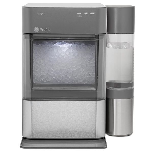 Máquina de gelo 17,2 kg por Dia com Tanque Lateral de 3,7L e Conectividade por WiFi, 110V 300W, GE PROFILE, Prata e Cinza