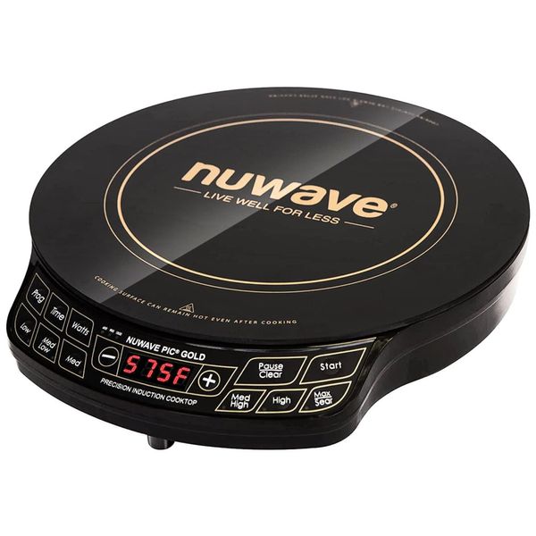 Cooktop de Indução Portátil com Grande Bobina de Aquecimento, 3 Níveis de Potência e Superfície Cozimento de 30 cm, 110V 1500W, Nuwave, Preto