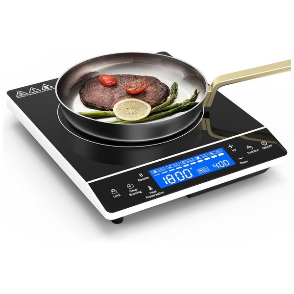 Cooktop de Indução Elétrico com Grande Sensor LCD, 9 Níveis de Temperatura, Trava de Segurança e Temporizador 4H, 110V 1800W,  VBGK, Preto
