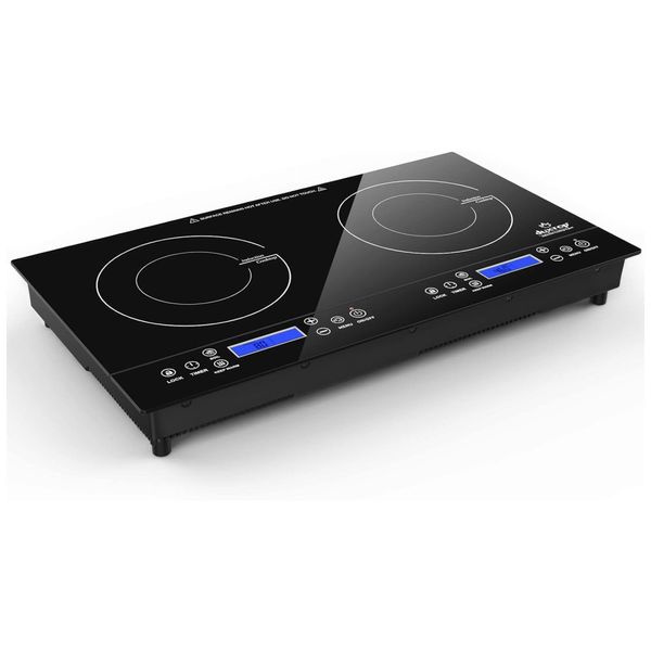 Cooktop de Indução Elétrico com 2 Queimadores Integrados e Controle Digital, 110V 1800W, Duxtop, Preto