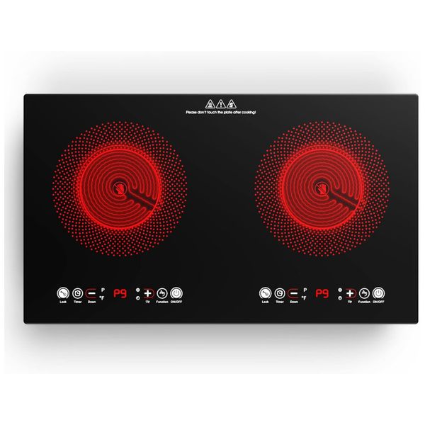 Cooktop de Indução Elétrico com 2 Queimadores de 60 cm, 9 Níveis de Temperatura, Temporizador e Proteção Contra Superaquecimento, 110V 2200W, VBGK,