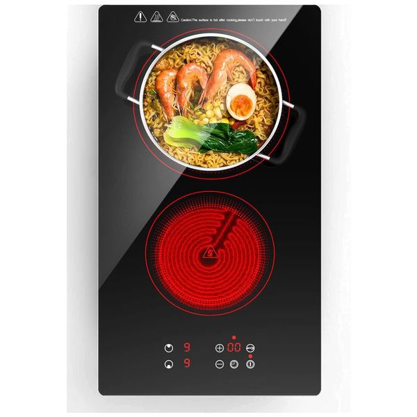 Cooktop de Indução Elétrico com 2 Queimadores, 9 Níveis de Aquecimento, Temporizador e Trava de Segurança Infantil, 110V 2100W, ANHANE, Preto