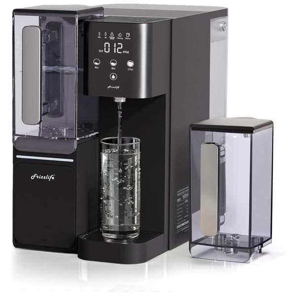 Filtro de Água de Bancada sem Instalação 4,5L com 2 Jarro Portátil, Monitoramento de Vida Útil do Filtro e Sistema de Osmose Reversa, 110V, Frizzlife
