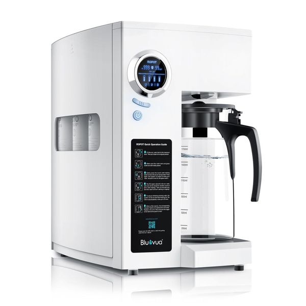 Filtro de Água de Bancada sem Instalação 1,7L com Osmose Reversa de 6 Estágios e UV, 110V Bluevua RO100ROPOT-UV, Branco