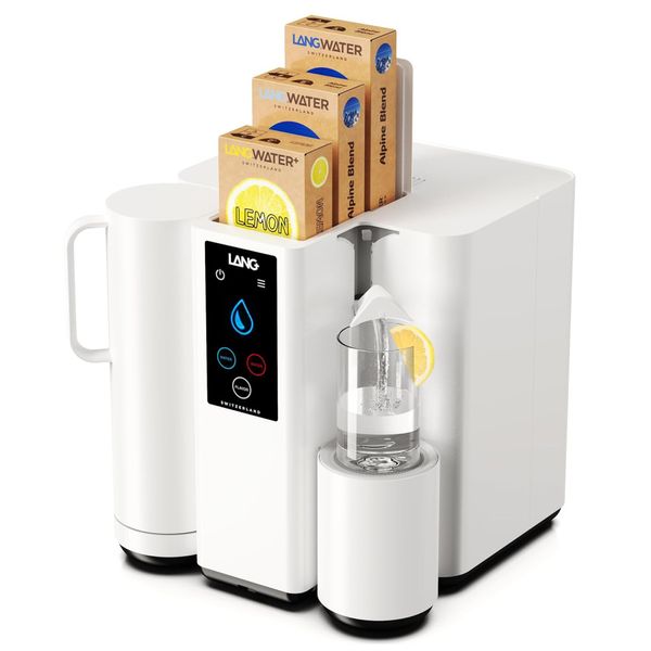 Filtro de Água de Bancada sem Instalação 1,5L com 3 Filtros, 2 Minerais Naturais, 1 Sabor de Limão e Osmose Reversa, LANG, Branco